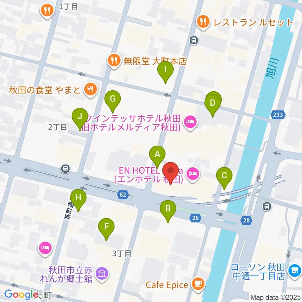 秋田クラブスウィンドル周辺の駐車場・コインパーキング一覧地図