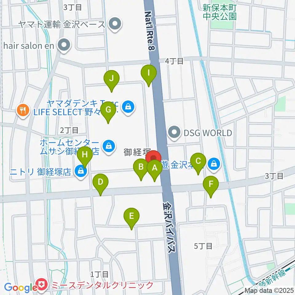 うつのみやミューズイン周辺の駐車場・コインパーキング一覧地図