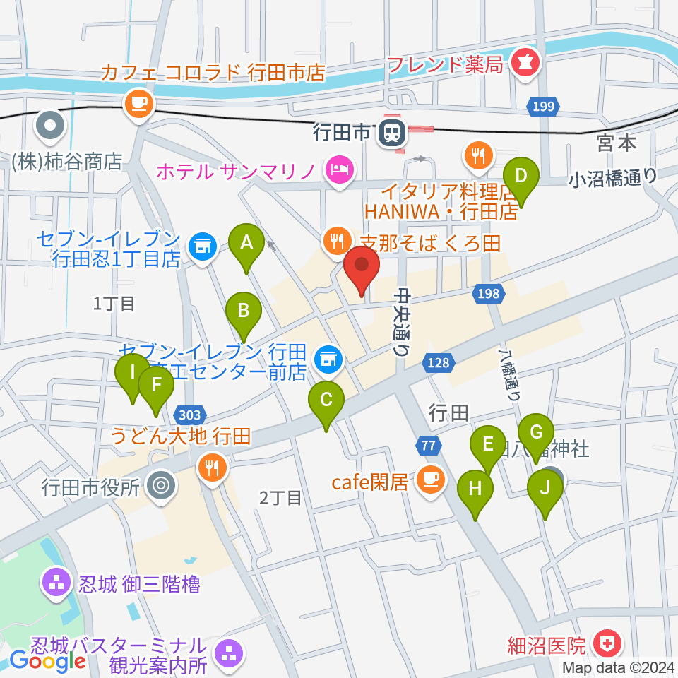 ぺぺタスギター教室 埼玉・行田教室周辺の駐車場・コインパーキング一覧地図