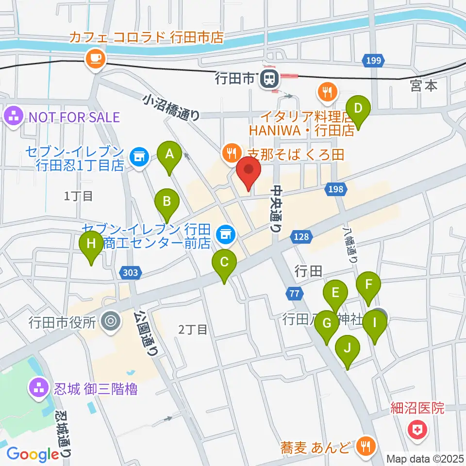 ぺぺタスギター教室 埼玉・行田教室周辺の駐車場・コインパーキング一覧地図