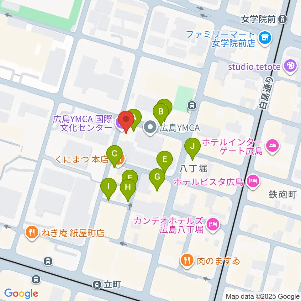 広島YMCA国際文化ホール周辺の駐車場・コインパーキング一覧地図