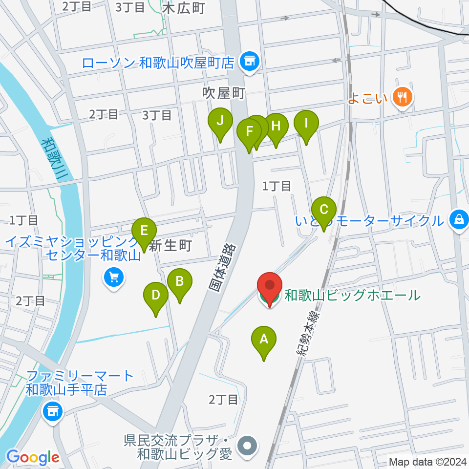 和歌山ビッグホエール周辺の駐車場・コインパーキング一覧地図