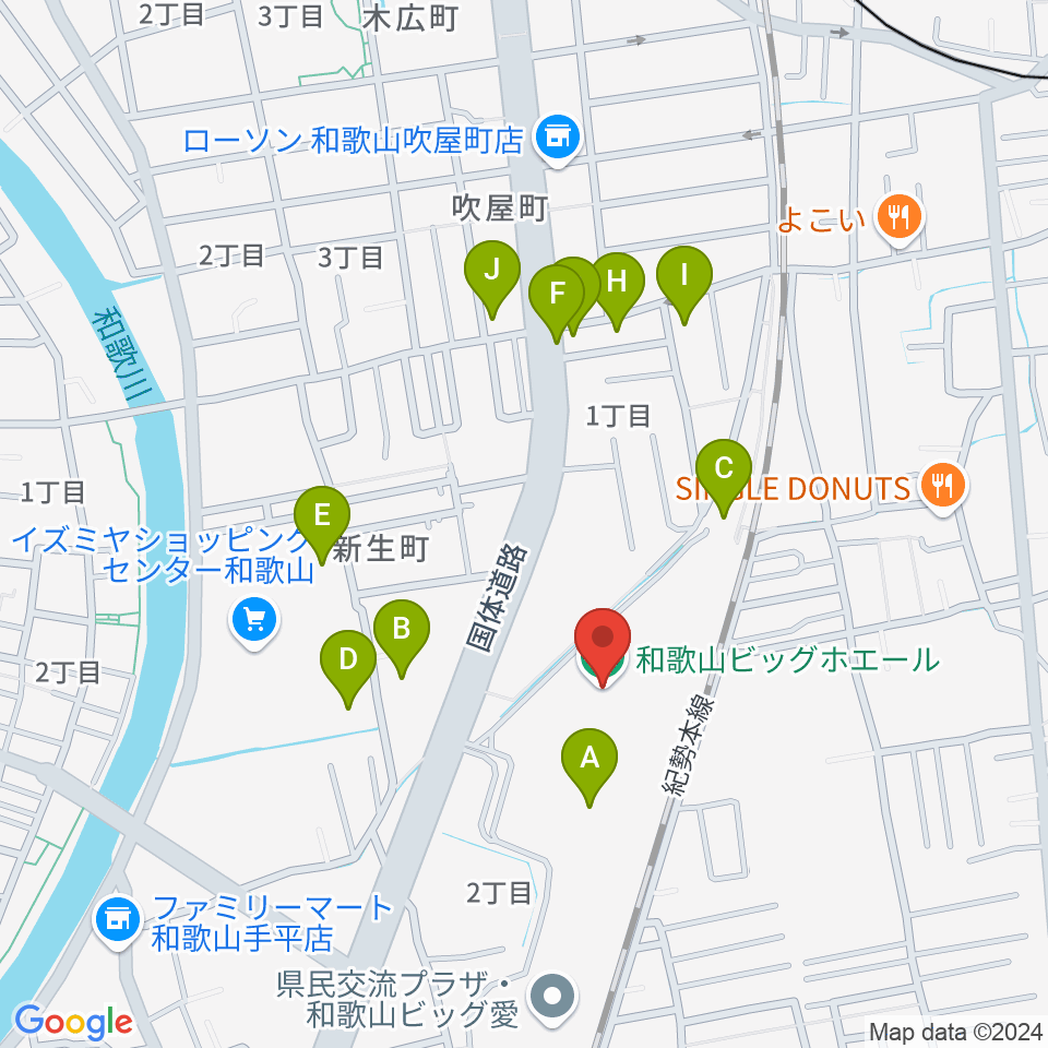 和歌山ビッグホエール周辺の駐車場・コインパーキング一覧地図