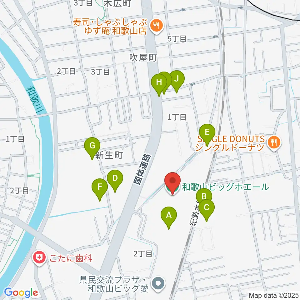 和歌山ビッグホエール周辺の駐車場・コインパーキング一覧地図
