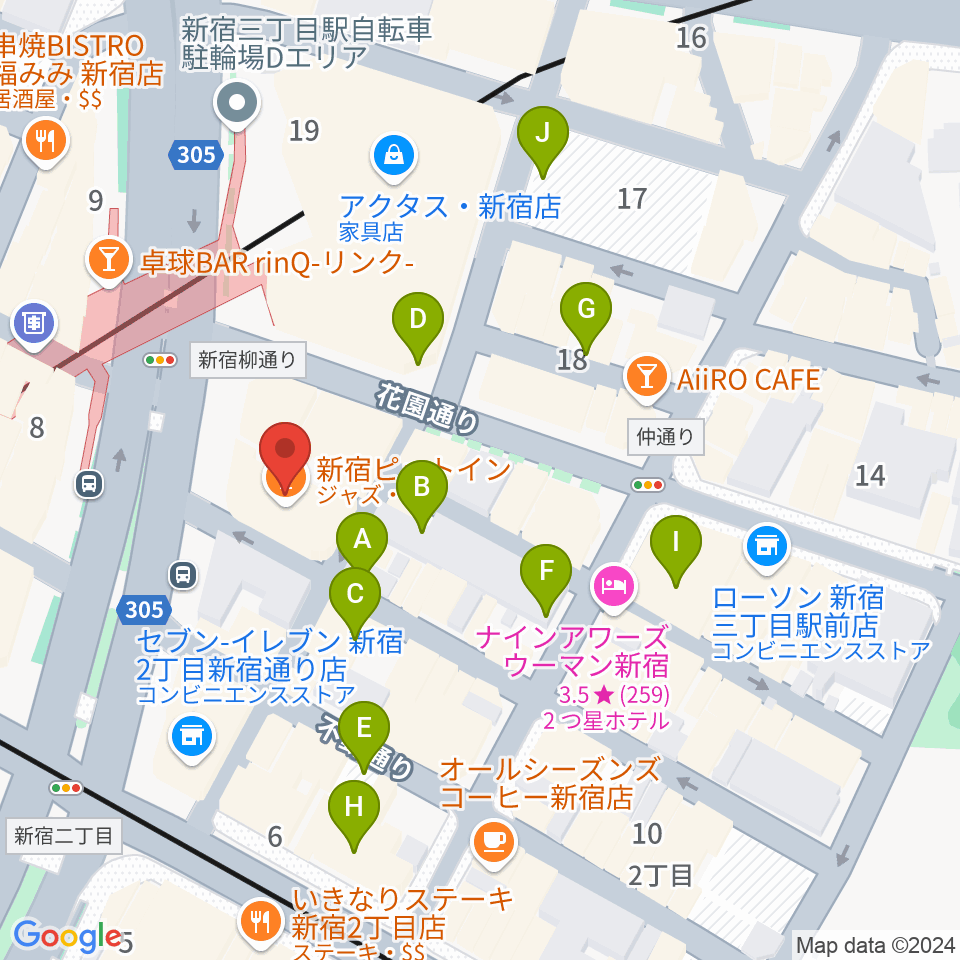 新宿Live Freak周辺の駐車場・コインパーキング一覧地図