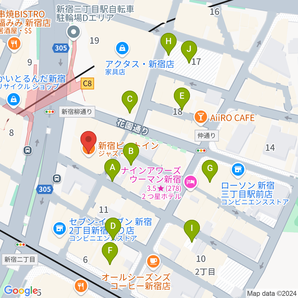 新宿Live Freak周辺の駐車場・コインパーキング一覧地図