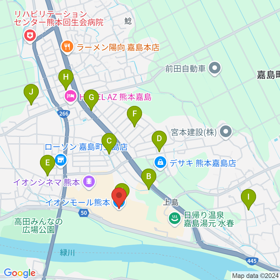 JEUGIAカルチャーセンター イオンモール熊本周辺の駐車場・コインパーキング一覧地図