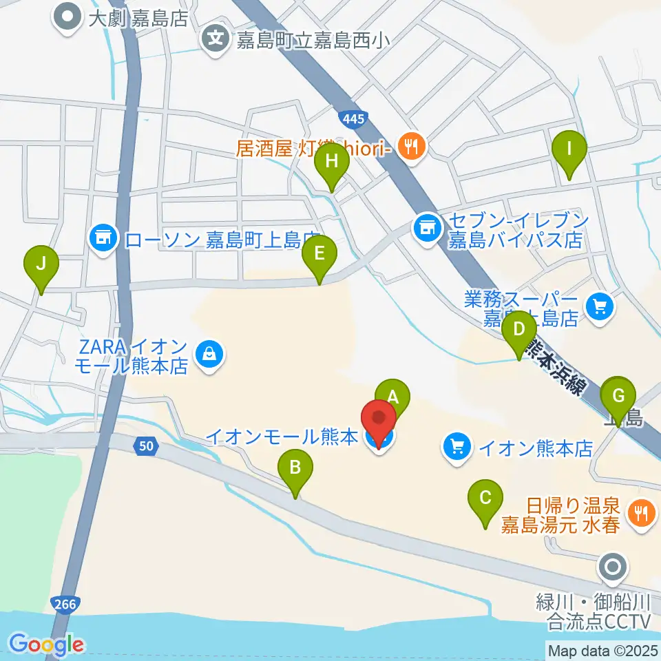 JEUGIAカルチャーセンター イオンモール熊本周辺の駐車場・コインパーキング一覧地図