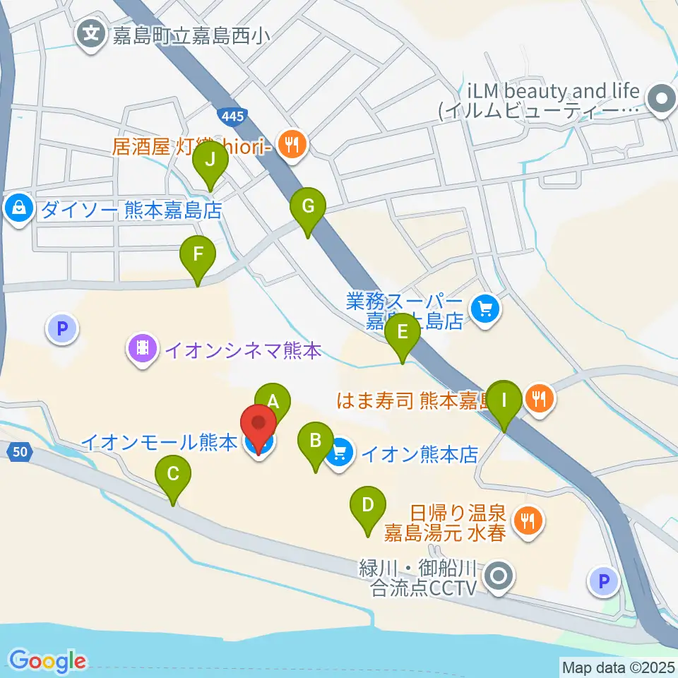 JEUGIAカルチャーセンター イオンモール熊本周辺の駐車場・コインパーキング一覧地図