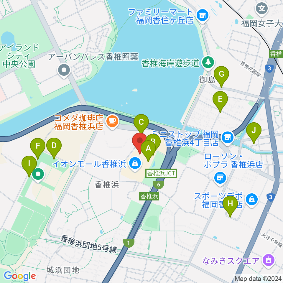 JEUGIAカルチャーセンター イオンモール香椎浜周辺の駐車場・コインパーキング一覧地図