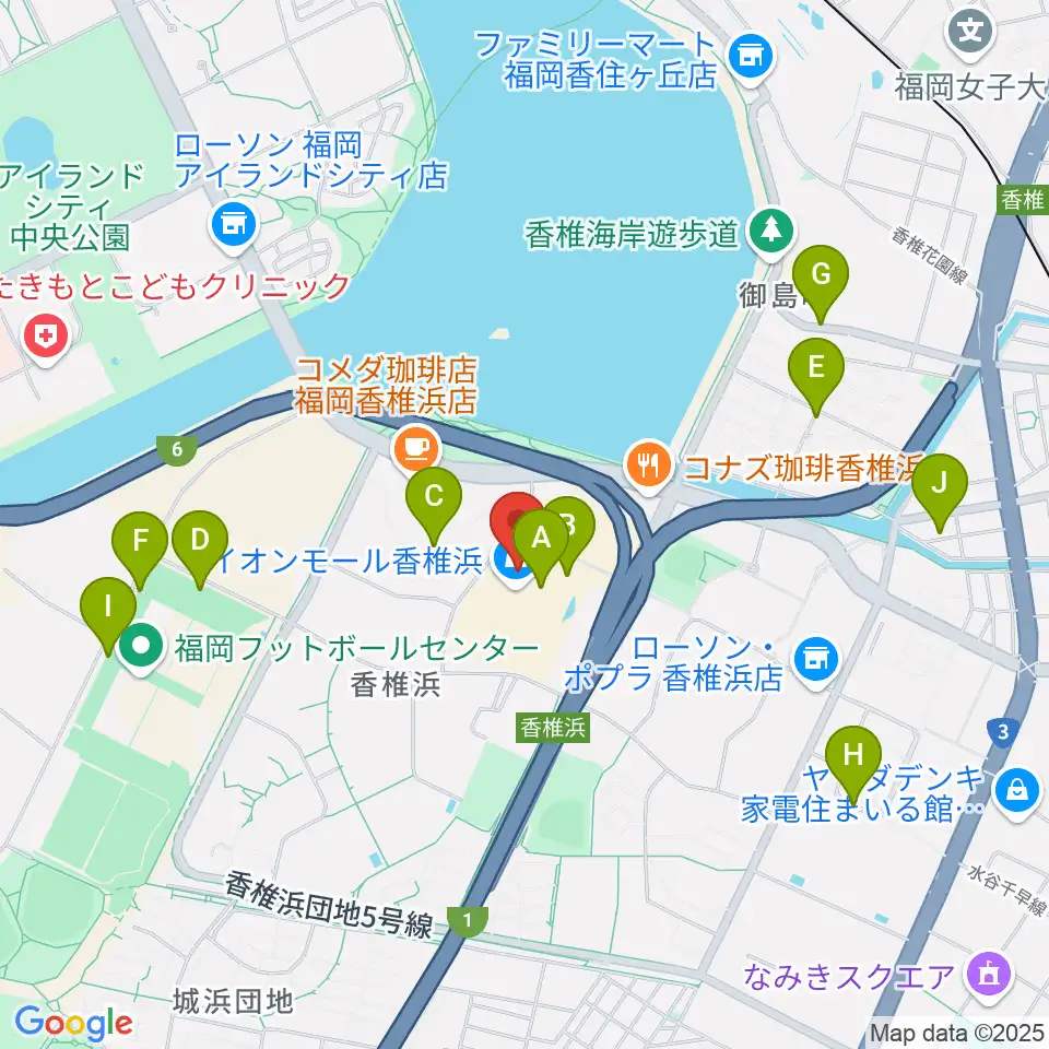 JEUGIAカルチャーセンター イオンモール香椎浜周辺の駐車場・コインパーキング一覧地図