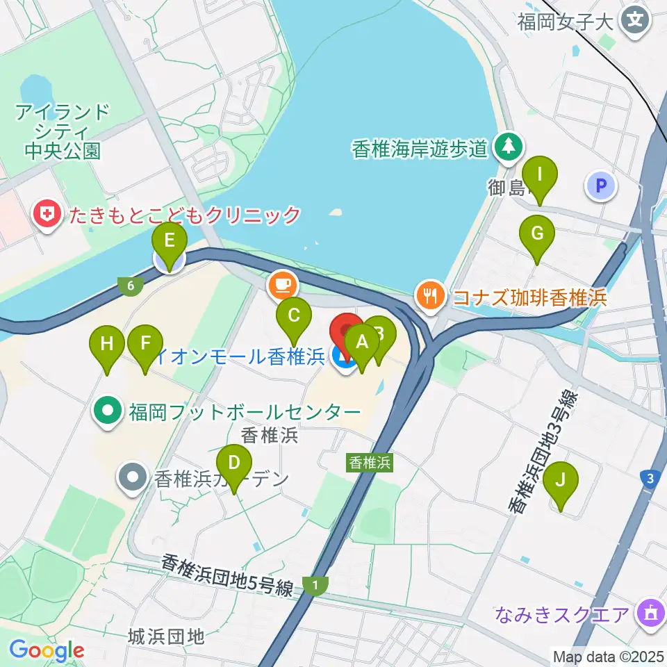 JEUGIAカルチャーセンター イオンモール香椎浜周辺の駐車場・コインパーキング一覧地図
