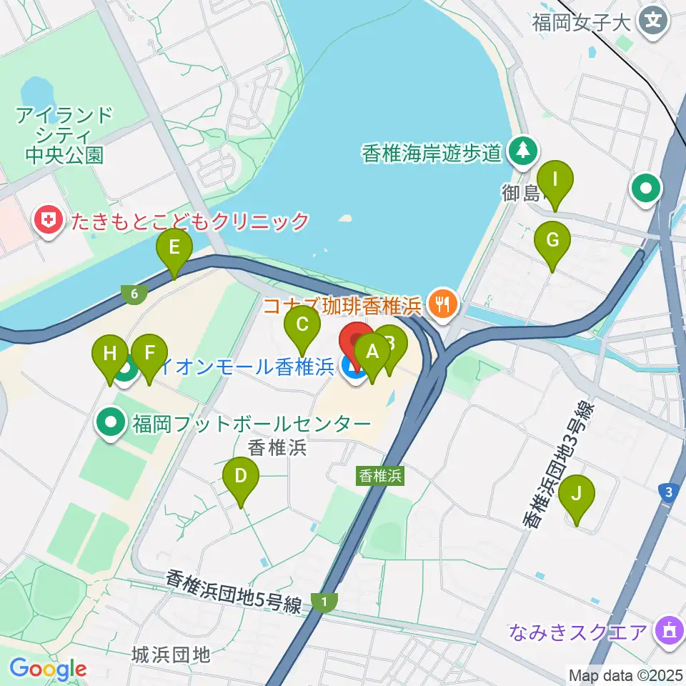 JEUGIAカルチャーセンター イオンモール香椎浜周辺の駐車場・コインパーキング一覧地図
