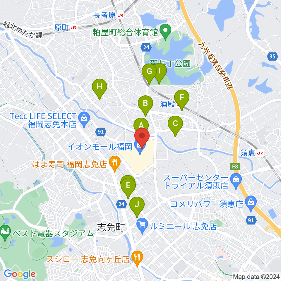 JEUGIAカルチャーセンター イオンモール福岡周辺の駐車場・コインパーキング一覧地図