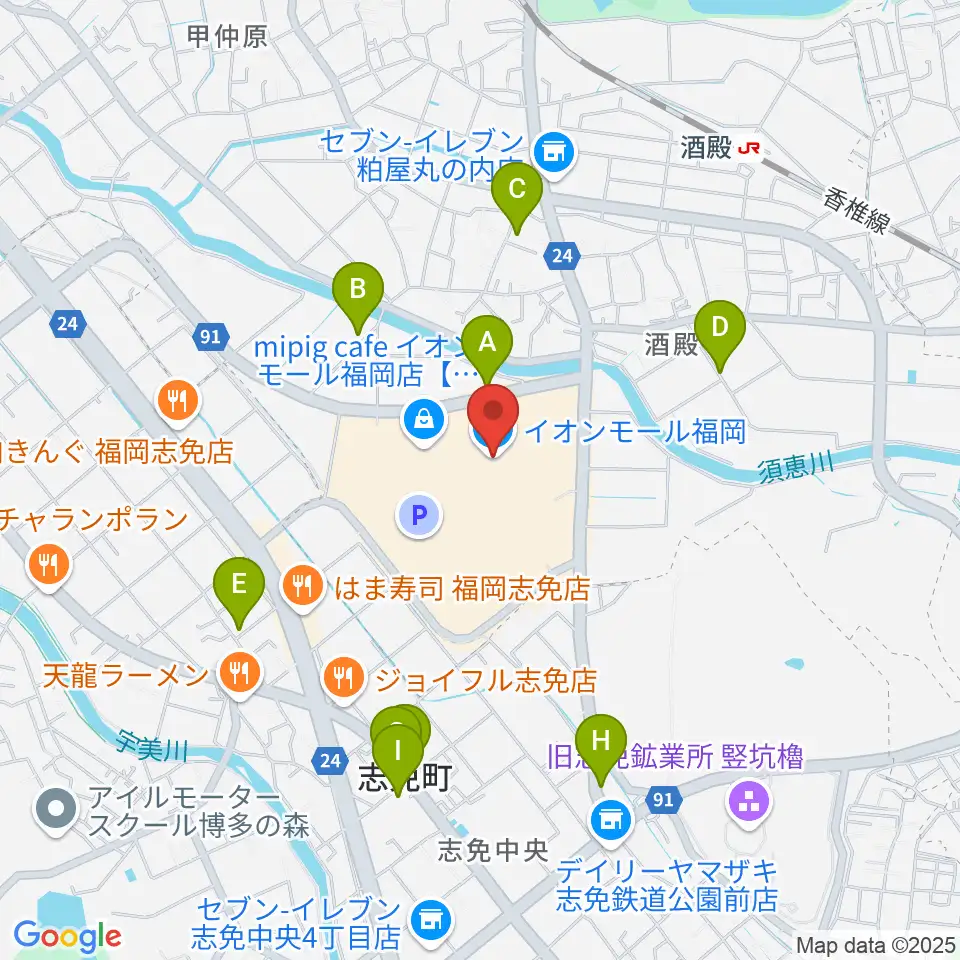 JEUGIAカルチャーセンター イオンモール福岡周辺の駐車場・コインパーキング一覧地図