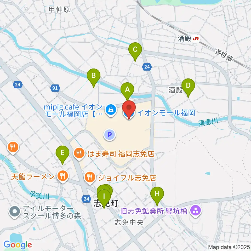 JEUGIAカルチャーセンター イオンモール福岡周辺の駐車場・コインパーキング一覧地図