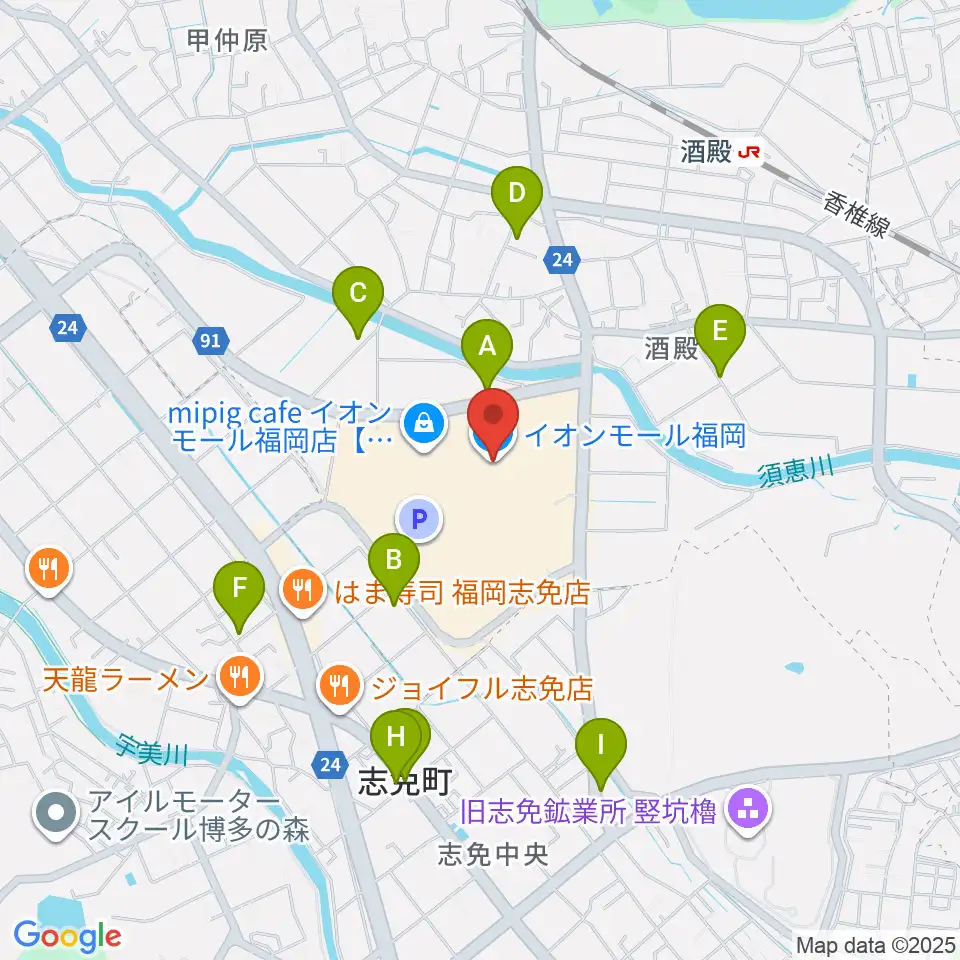 JEUGIAカルチャーセンター イオンモール福岡周辺の駐車場・コインパーキング一覧地図