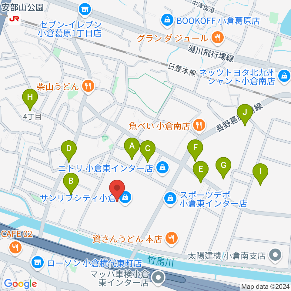 JEUGIAカルチャーセンター サンリブシティ小倉周辺の駐車場・コインパーキング一覧地図