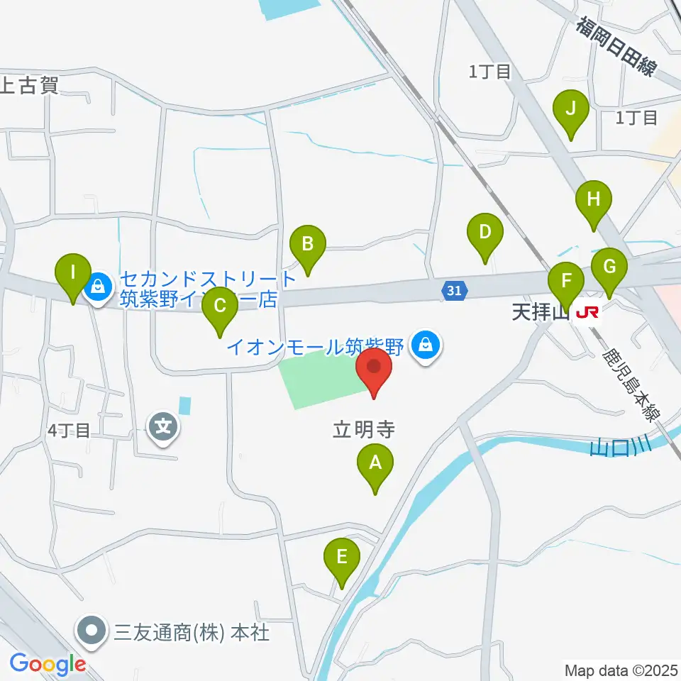 JEUGIAカルチャーセンター イオンモール筑紫野周辺の駐車場・コインパーキング一覧地図