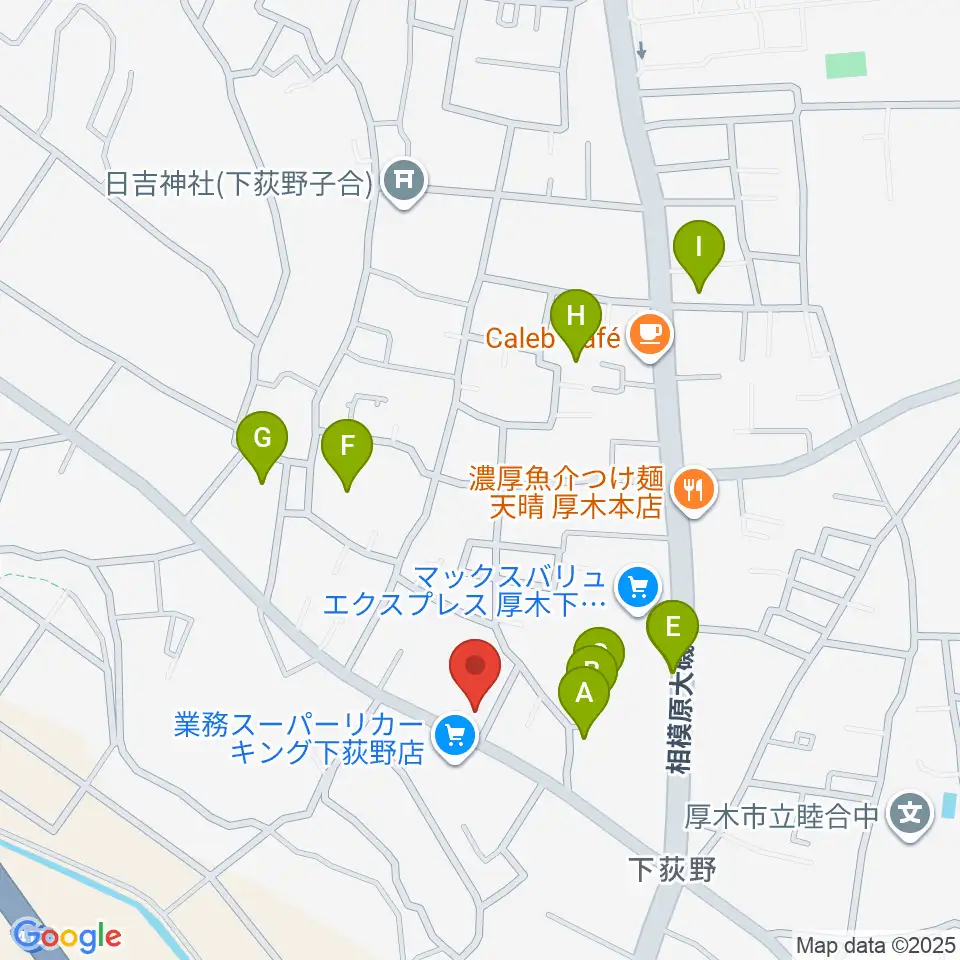厚木楽器 アミ荻野周辺の駐車場・コインパーキング一覧地図