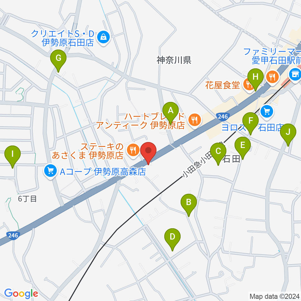 厚木楽器 アミ愛甲石田周辺の駐車場・コインパーキング一覧地図