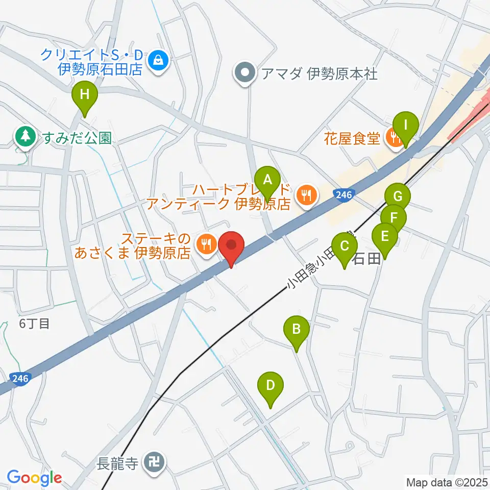 厚木楽器 アミ愛甲石田周辺の駐車場・コインパーキング一覧地図
