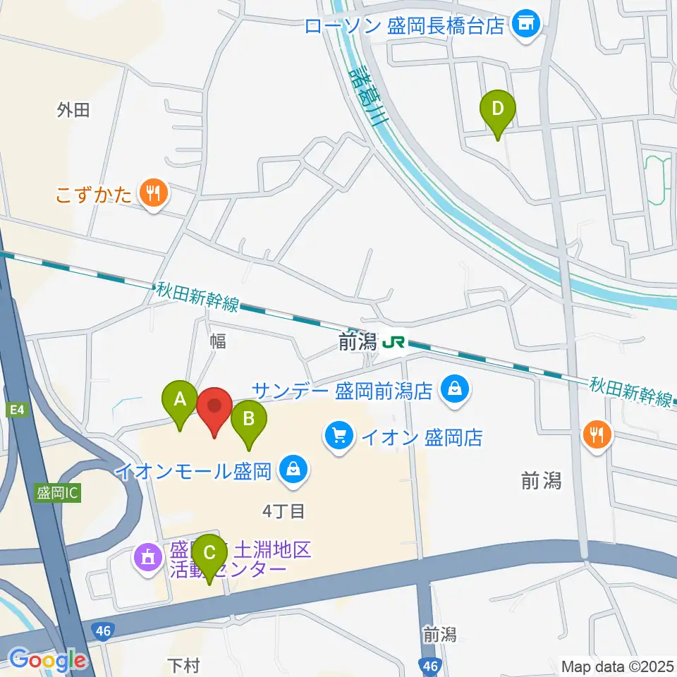 タワーレコード盛岡店周辺の駐車場・コインパーキング一覧地図