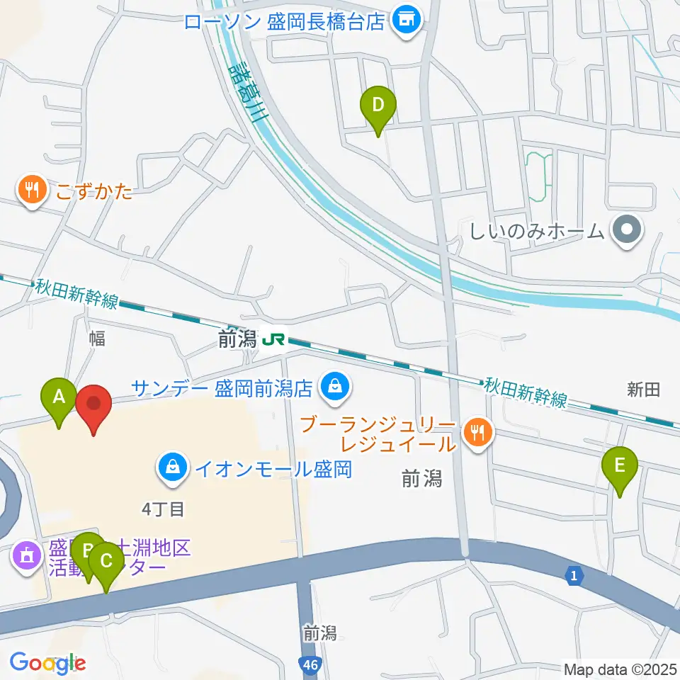タワーレコード盛岡店周辺の駐車場・コインパーキング一覧地図