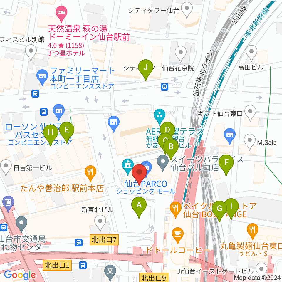 タワーレコード 仙台パルコ店周辺の駐車場・コインパーキング一覧地図