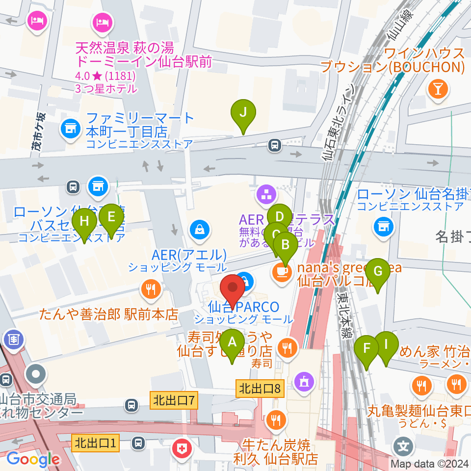 タワーレコード 仙台パルコ店周辺の駐車場・コインパーキング一覧地図