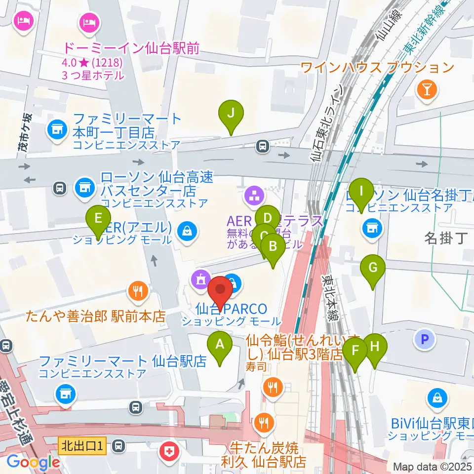 タワーレコード 仙台パルコ店周辺の駐車場・コインパーキング一覧地図