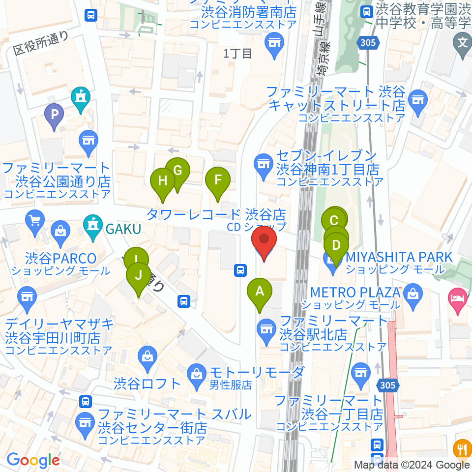 タワーレコード渋谷店周辺の駐車場・コインパーキング一覧地図