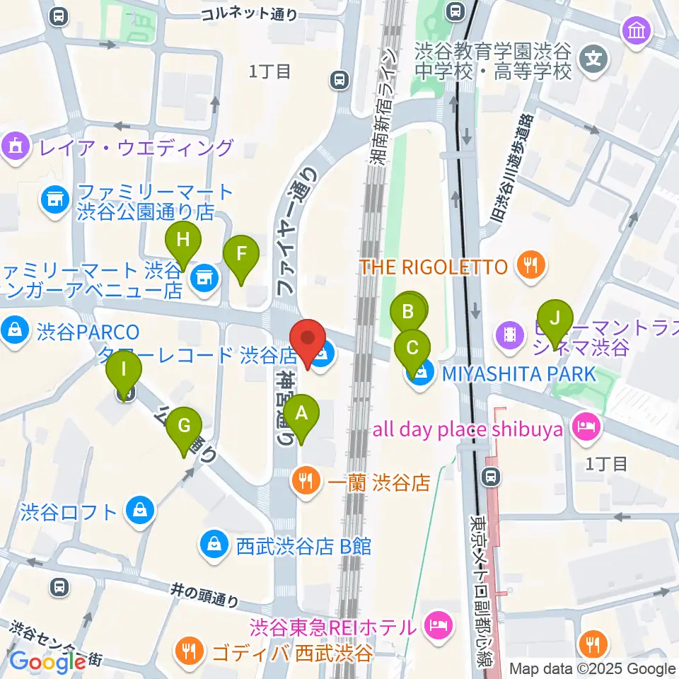 タワーレコード渋谷店周辺の駐車場・コインパーキング一覧地図