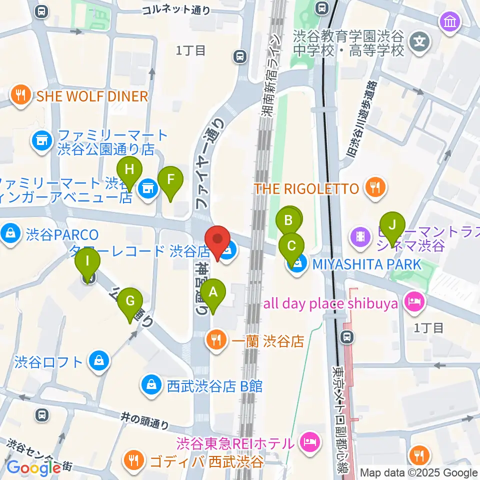 タワーレコード渋谷店周辺の駐車場・コインパーキング一覧地図