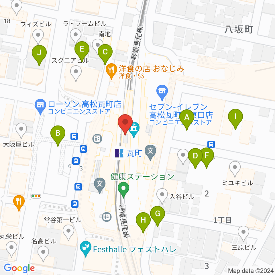 JEUGIAカルチャーセンター高松周辺の駐車場・コインパーキング一覧地図