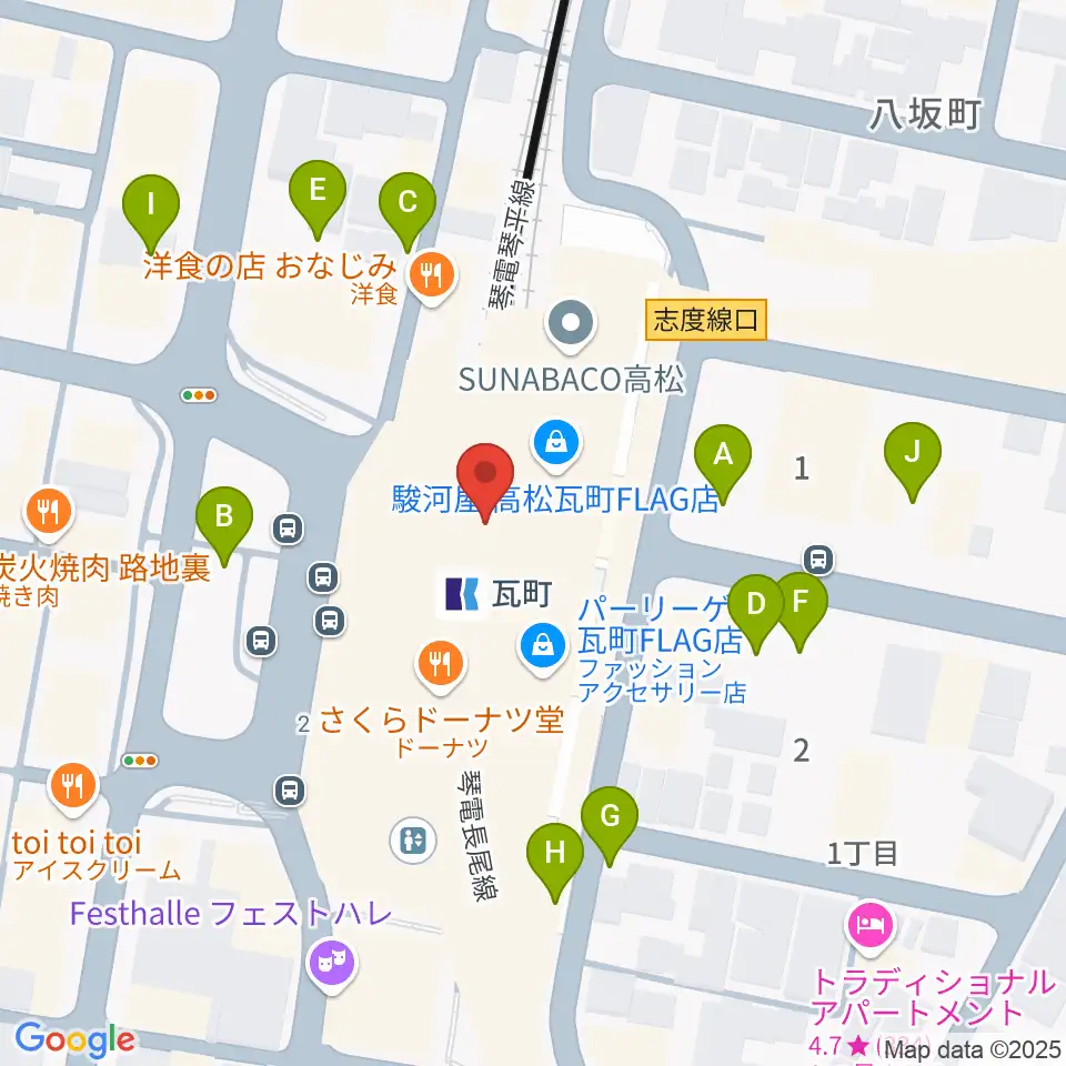 JEUGIAカルチャーセンター高松周辺の駐車場・コインパーキング一覧地図