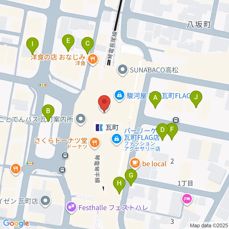 JEUGIAカルチャーセンター高松周辺の駐車場・コインパーキング一覧地図