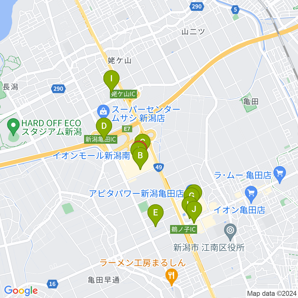 JEUGIAカルチャーセンター イオンモール新潟南周辺の駐車場・コインパーキング一覧地図
