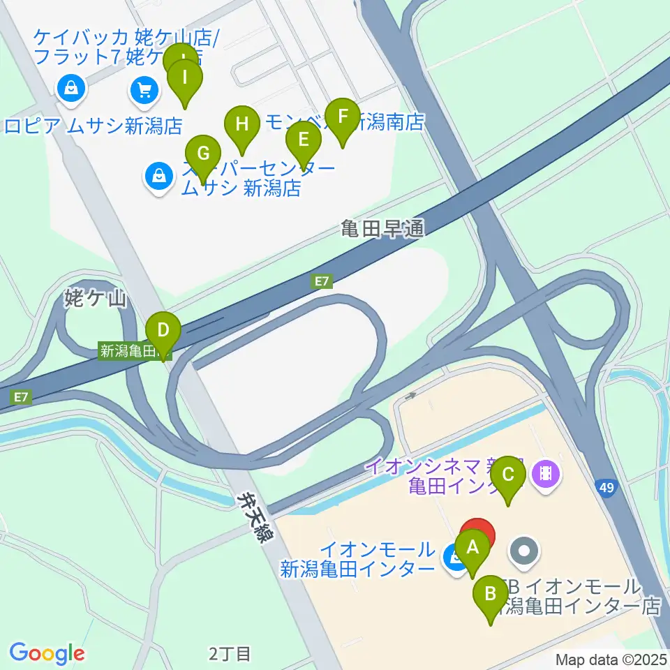 JEUGIAカルチャーセンター イオンモール新潟南周辺の駐車場・コインパーキング一覧地図