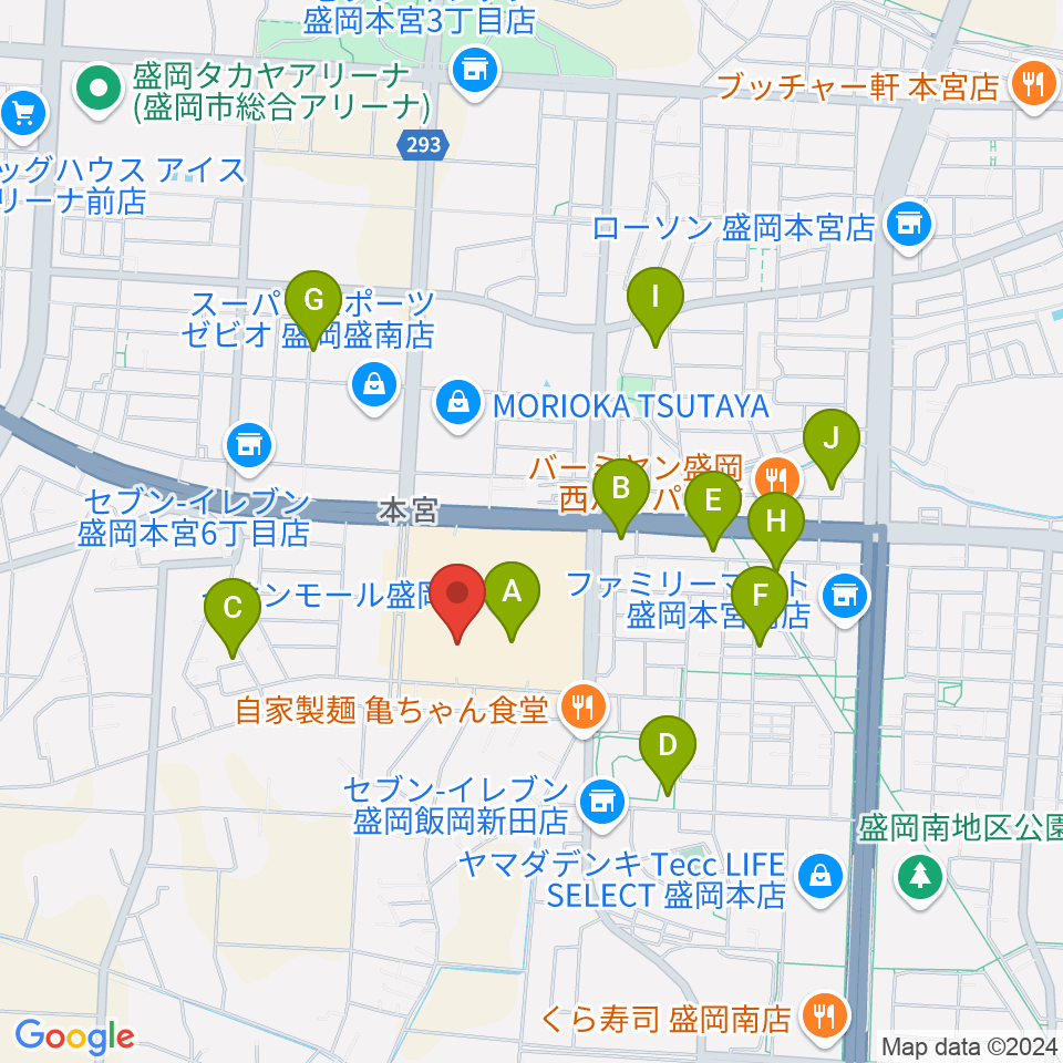 JEUGIAカルチャーセンター イオンモール盛岡南周辺の駐車場・コインパーキング一覧地図