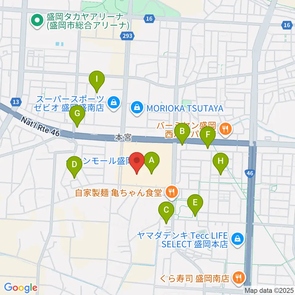 JEUGIAカルチャーセンター イオンモール盛岡南周辺の駐車場・コインパーキング一覧地図