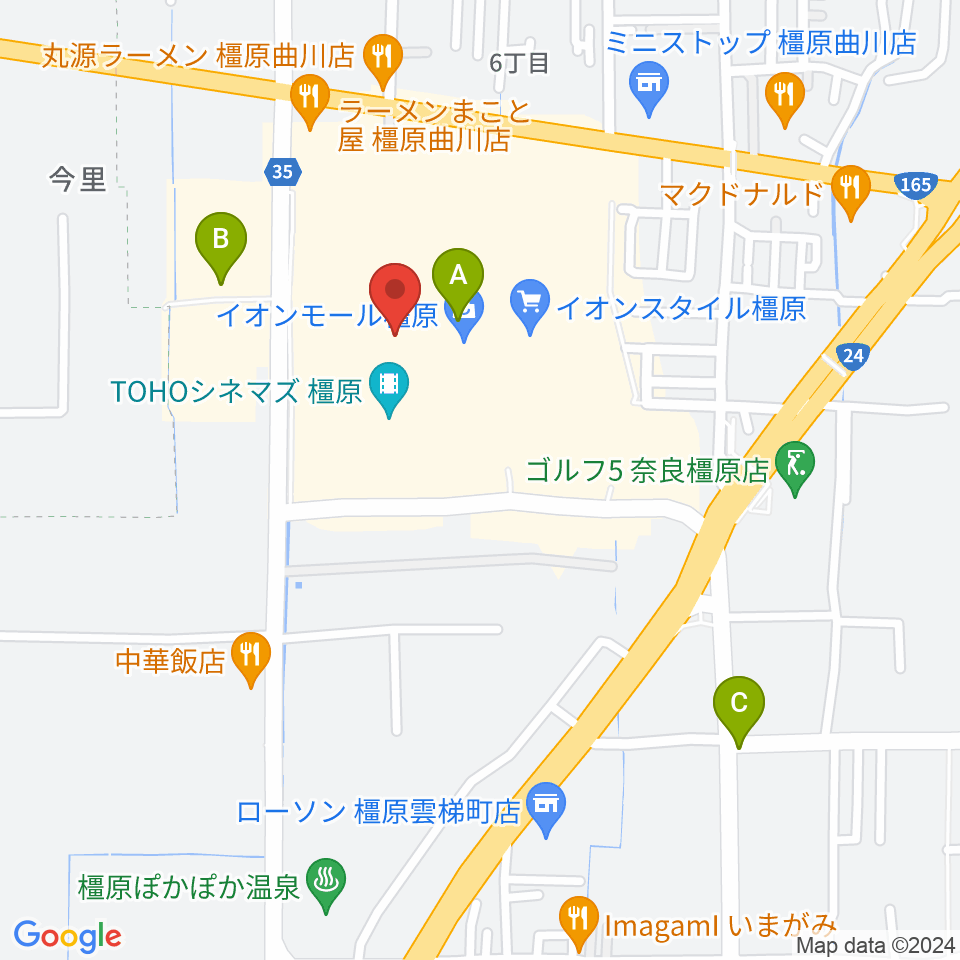 JEUGIAカルチャーセンター イオンモール橿原周辺の駐車場・コインパーキング一覧地図