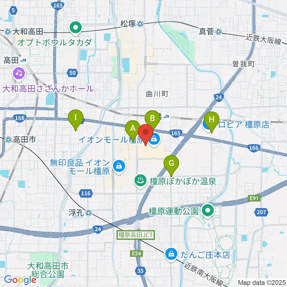 JEUGIAカルチャーセンター イオンモール橿原周辺の駐車場・コインパーキング一覧地図