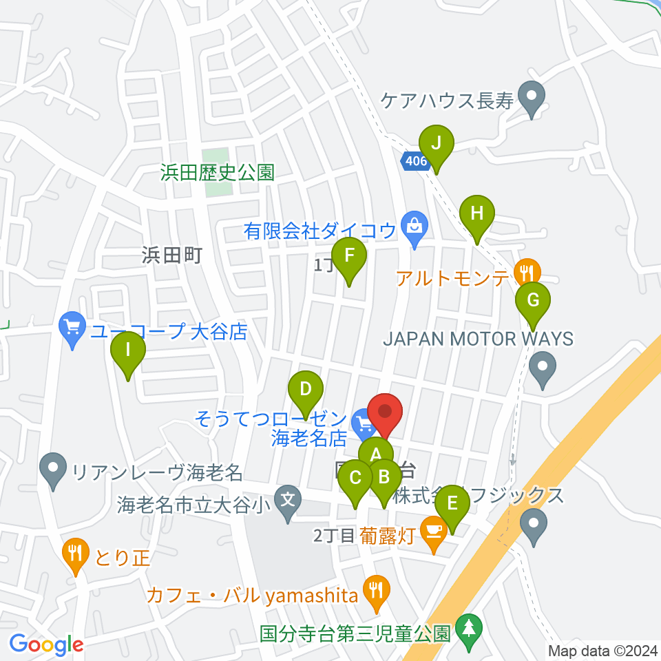 厚木楽器 アミ国分寺台周辺の駐車場・コインパーキング一覧地図