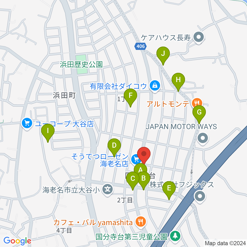 厚木楽器 アミ国分寺台周辺の駐車場・コインパーキング一覧地図