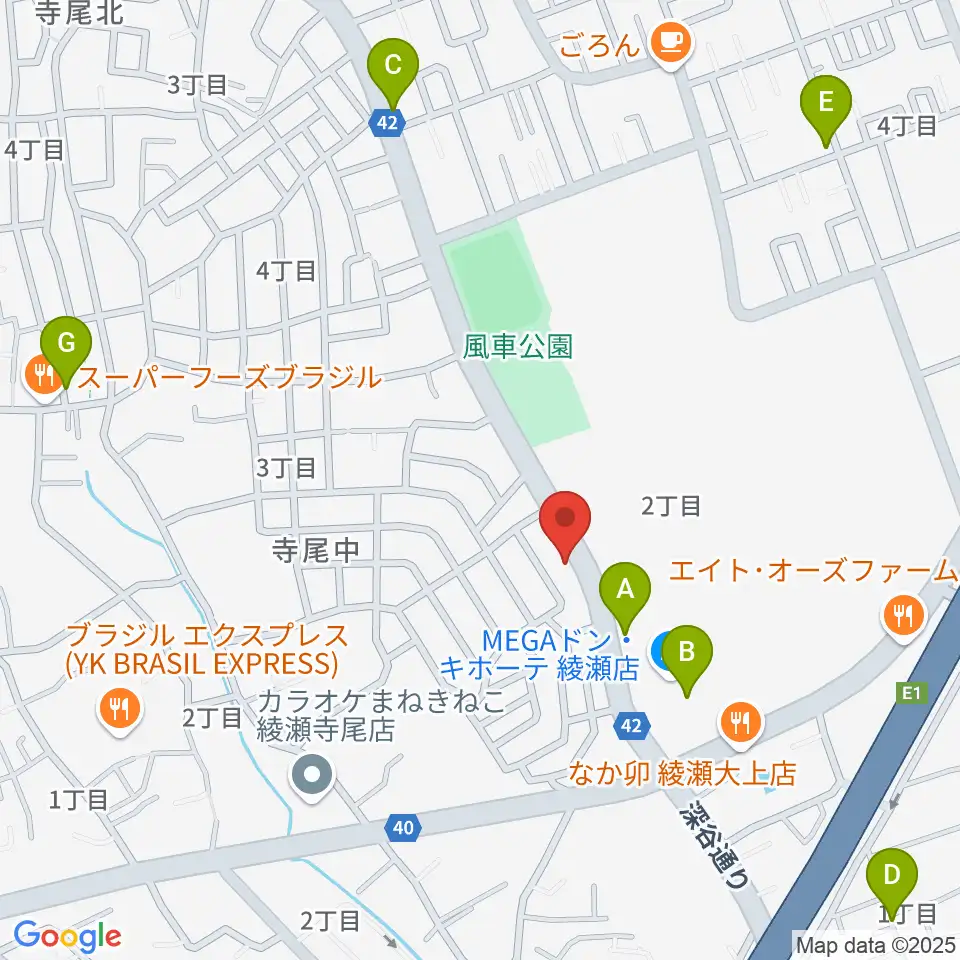 厚木楽器 アミ綾北周辺の駐車場・コインパーキング一覧地図