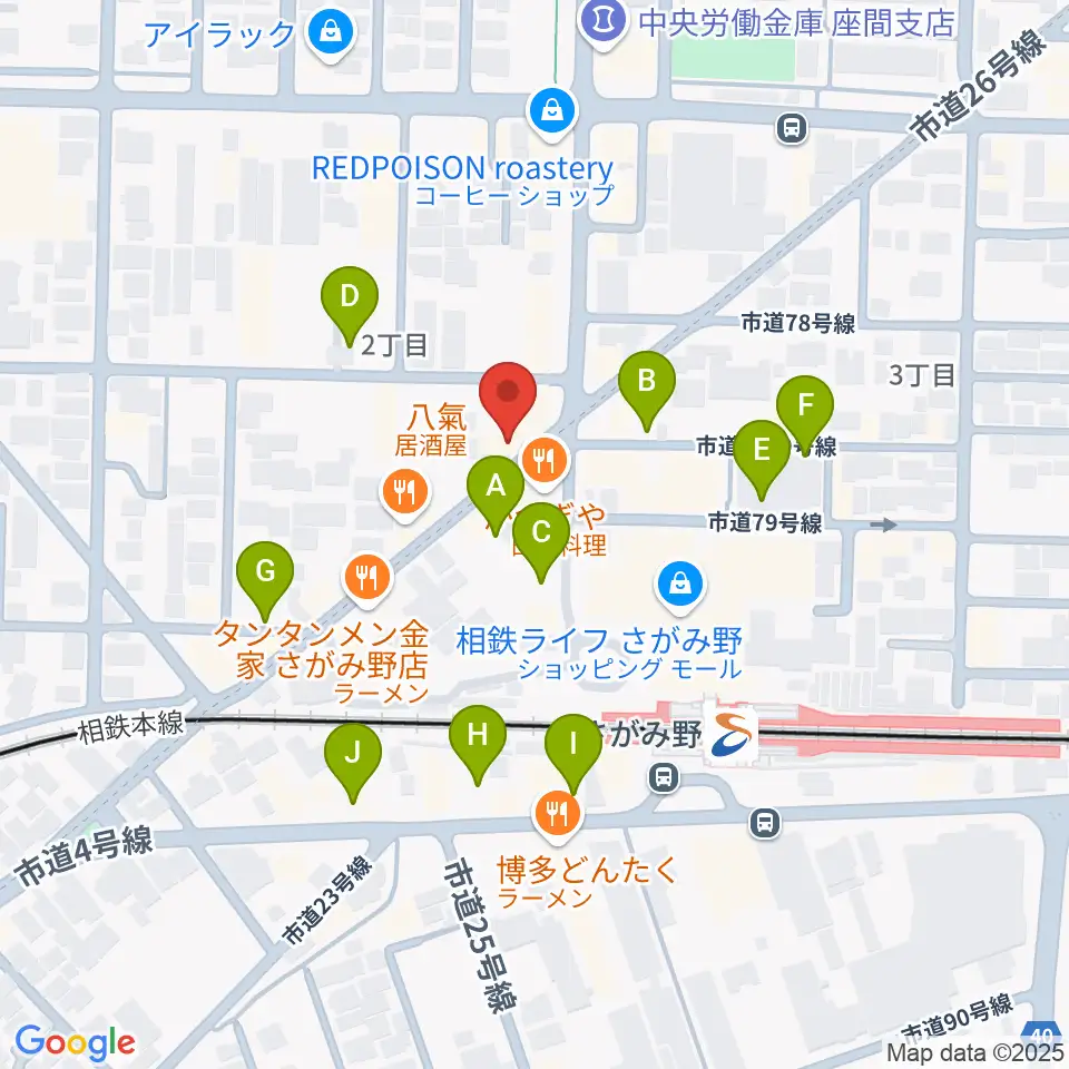 厚木楽器 アミさがみ野周辺の駐車場・コインパーキング一覧地図