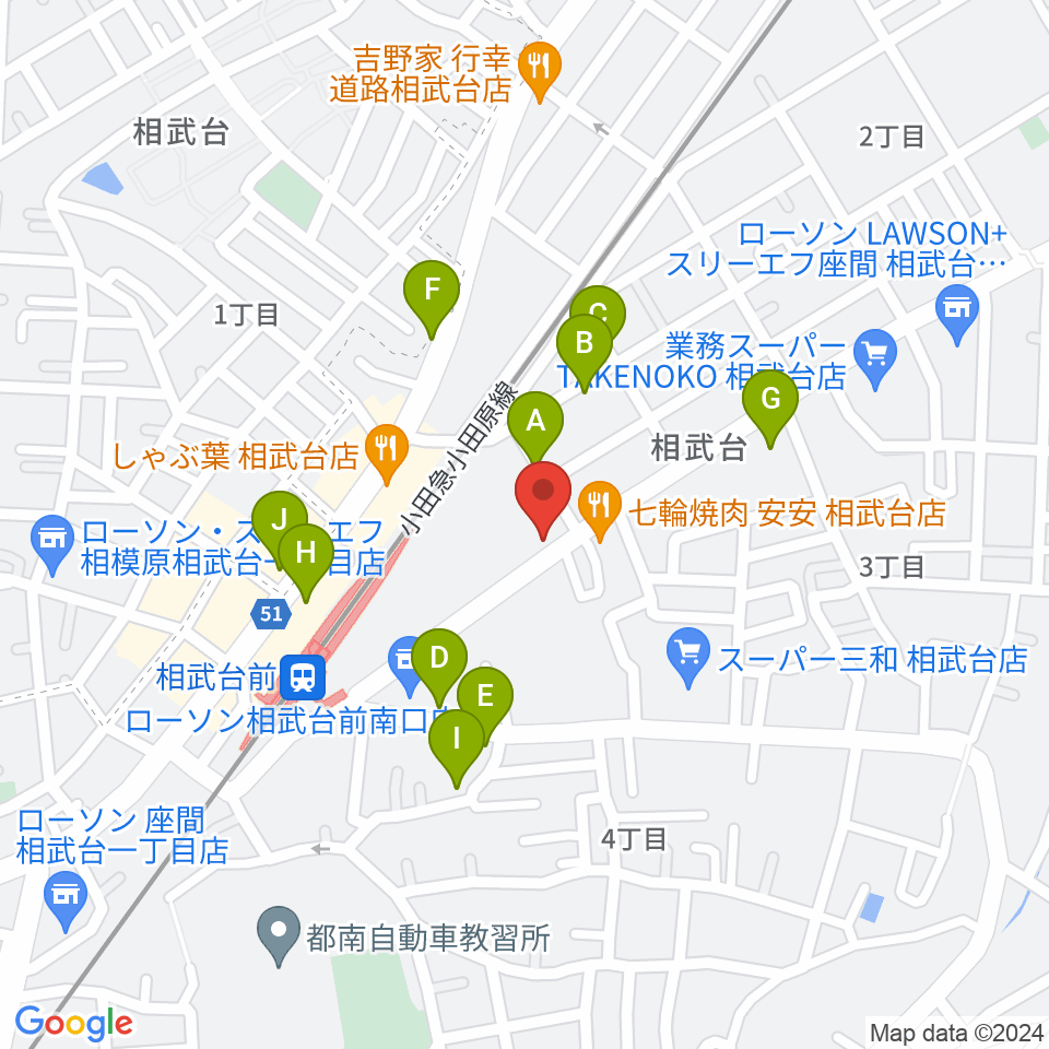 厚木楽器 アミ相武台周辺の駐車場・コインパーキング一覧地図