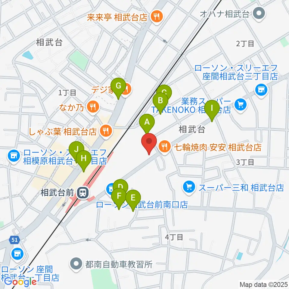厚木楽器 アミ相武台周辺の駐車場・コインパーキング一覧地図