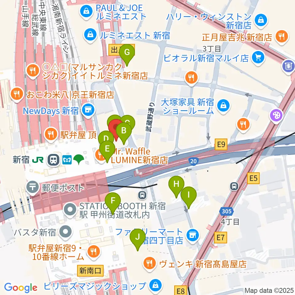 タワーレコード新宿店周辺の駐車場・コインパーキング一覧地図